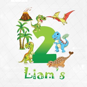 Dinossauro de aniversário infantil personalizado em PNG, qualquer nome, qualquer idade, design de texto personalizado, lembrança de aniversário 1º, 2º, 3º, download digital