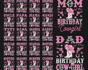 Bundle Family Howdy Its My Birthday Cowgirl Western Rodeo Png, Western Birthday Png, Birthday Girl Png, Rodeo Birthday Png, Cowgirl Png