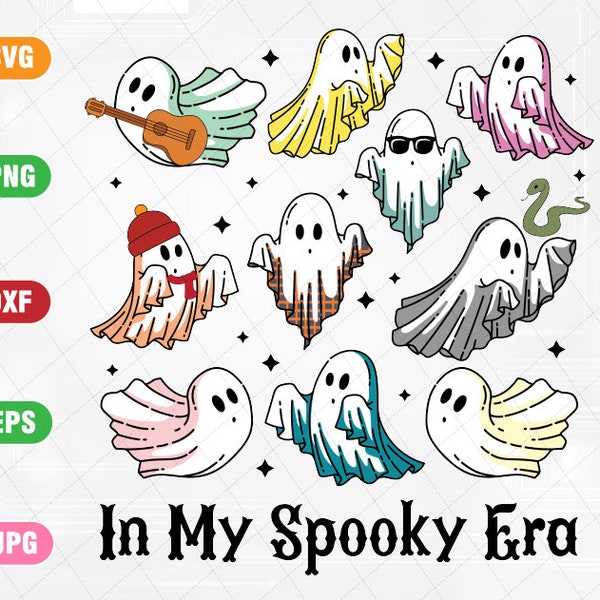 In My Spooky Era Cute Ghost Music Lover Halloween Svg, Daisy Ghost Svg, Happy Halloween Png, Digital Download