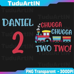 Compleanno personalizzato con treno per età, 2° compleanno in formato SVG, Choo Choo, sono due ragazzi in formato SVG, Compleanno di ragazzi con treno in formato PNG, Download digitale