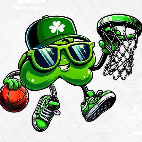 PNG ONLY Basketball St Patricks Day Lucky Shamrock Png, Basketball Clover Irish Png, Patrick's Day Png, Digital Download