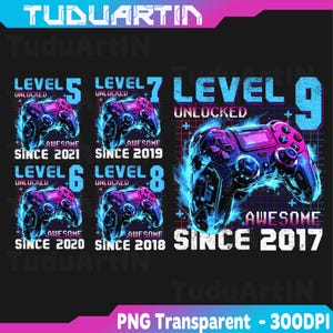 Bundel niveau 5-9 ontgrendeld geweldig sinds verjaardag 2017-2021 gamen png, niveau 5-9 ontgrendeld png, verjaardag videogames png,sinds 2017-2021 png