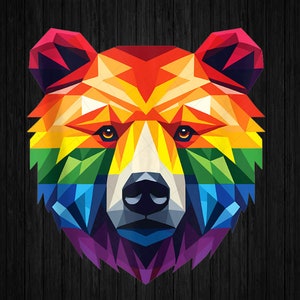 PNG NUR Geometrischer Bär in LGBT Flagge Png, Gay Pride Bär Png, LGBT Png, digitaler Download