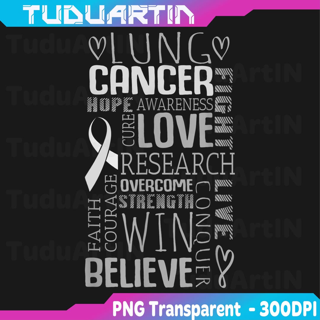 Word Cloud Lung Cancer Awareness Png, White Ribbon Support Clipart ...