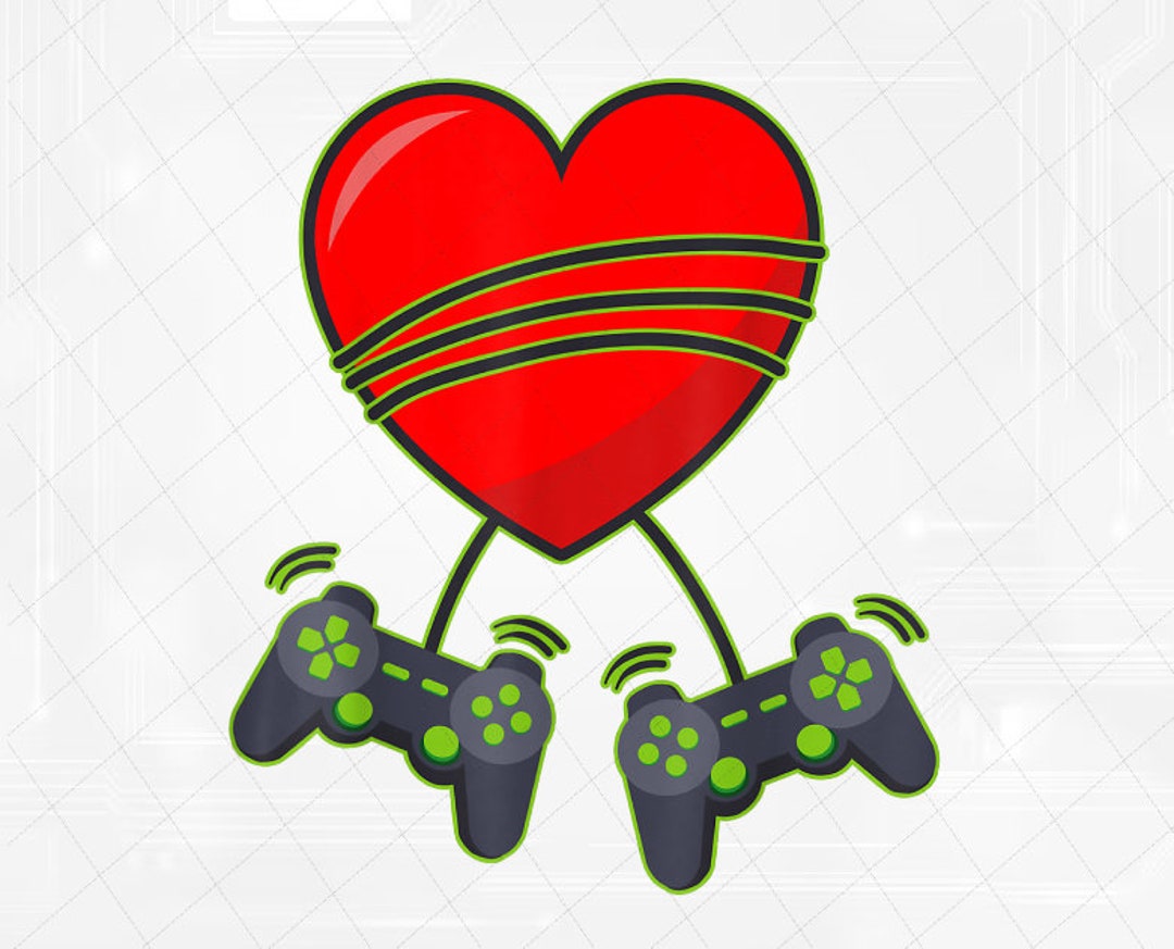 PNG ONLY Video Gamer Heart Controllers Valentines Day Png, Game