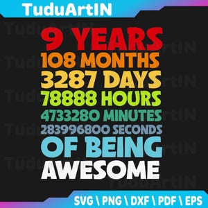 9 Year Old Birthday Decorations Son Boy 9yr 9th Birthday Svg, 9th Birthday Svg Design, 9 years old Svg, Png, Dxf, Eps, Instant Download