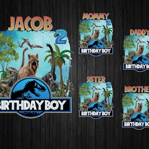 Dinosaurio cumpleaños niño personalizado (PNG), cumpleaños a juego (PNG), cumpleaños familiar T-rex, dinosaurio personalizado (PNG), descarga digital