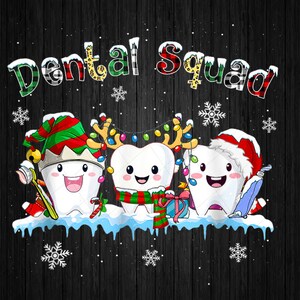PNG SOLO Navidad Dental Squad Navidad Dentista Dientes Png, Divertido Santa Dientes Png, Navidad Png, Descarga Digital