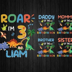 Dinosaurier Cartoon Geburtstag Png, Dinosaurier personalisierter Name und Alter Geburtstag Png, Dinosaurier-Familie Matching, digitaler Download