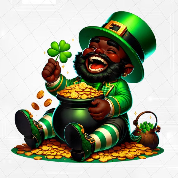 PNG ONLY Black African American Leprechaun Saint Patrick's Day Png, St Patricks Day Png, Digital Download
