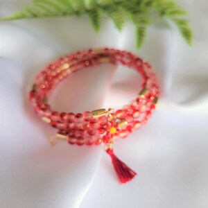 Spiral red gold bangle bracelet with charm simple Dainty, Gift for her, Bridesmaid Gift, Birthday Gift, Indian, Friend Mom girl aunt holiday