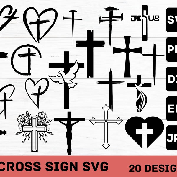 Cross Svg Bundle, CROSS BUNDLE SVG Files, Christian Svg, cross Png, Faith Cross Svg, Distressed Cross Svg, Religious Svg,  Cross Clipart