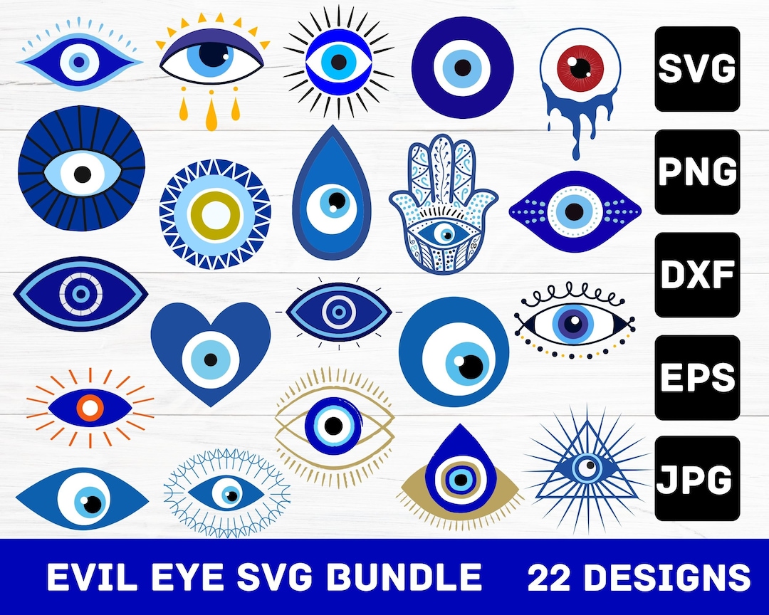 Evil Eye Svg Bundle Png Dxf, Humsa Svg Cut Files, Turkish Eye Svg, Evil ...