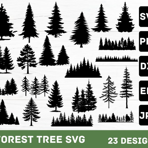 Mountain Forest SVG Bundle, Forest Tree svg, Forest svg, Palm Tree svg, Tree Line svg, Landscape svg, Tree Silhouette, Instant Download