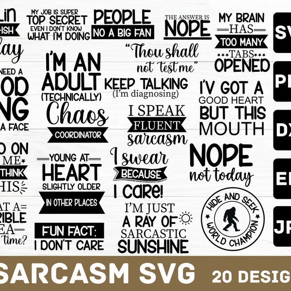 20 Sarcasm Svg Bundle, Funny Svg Bundle, Sarcastic Bundle Svg, Sarcastic Saying Svg bundle, Sarcastic Qoutes Svg, sarcasm png files