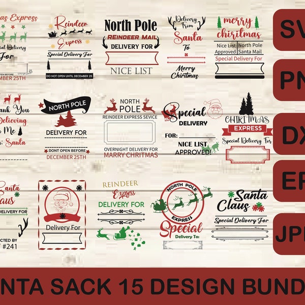 Santa Sack svg Bundle Merry christmas svg bundle -Santa svg Santa Mail svg gift bag svg cut files for cricut dxf eps,Reindeer express svg