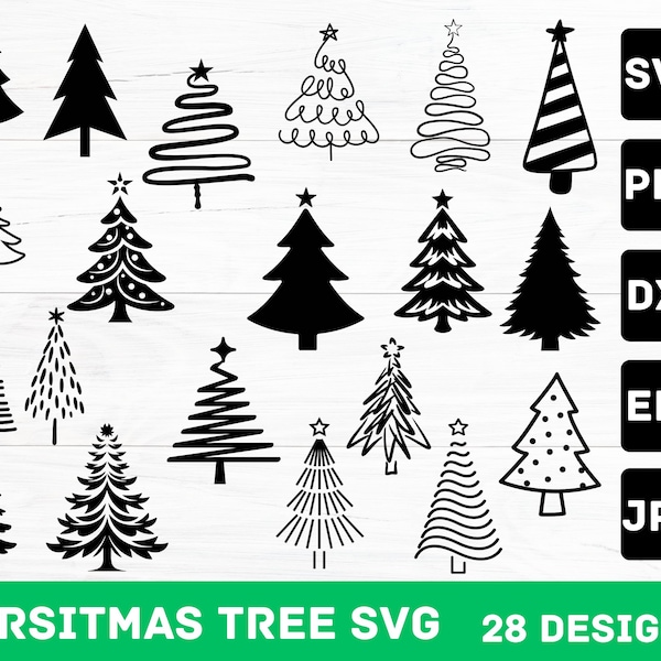 Hand drawn Christmas tree svg png dxf bundle,Christmas tree svg, Christmas Tree Outline,Christmas Ornaments Svg,Tree Christmas Svg,Pine Tree