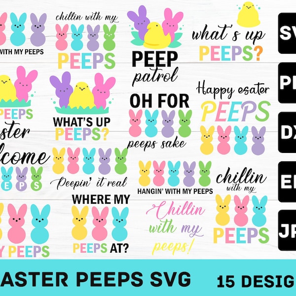 Easter Bunny Peeps SVG Digital Download - png - dxf - eps - Easter Clipart - Marshmallow Peep Shirt - Easter Candy Peeps Cut File Cricut