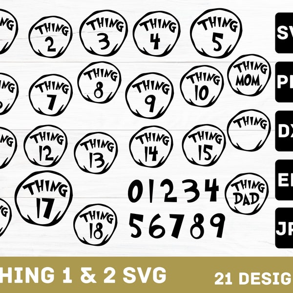 CustomThing svg, 1 & Thing 2 Layered Svg - easy Iron on costume with printer- Use vinyl on cricut to cut - Sticker, Thing svg, Thing1 svg