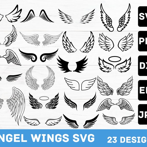 23 Angel Wings Svg, Angel Wings Png, Angel wings Clipart, Angel In Heaven Svg, Angel wings Cut Files, Svg Files For Cricut, Angel wing