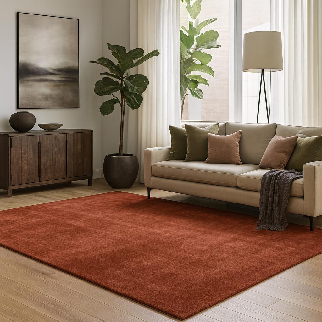 Handmade Rust Orange Area Rug: Soft Tufted Modern Carpet - Etsy