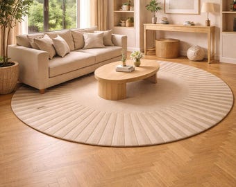 Handmade Wool Sunburst Round Rug: Modern Scandinavian Decor