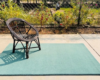 Royal Blue Handmade Wool Rug | Modern Hand Tufted Area Carpet for Living Room, Bedroom & Office |Soft Durable Luxury Woolen Floor Decor Gift