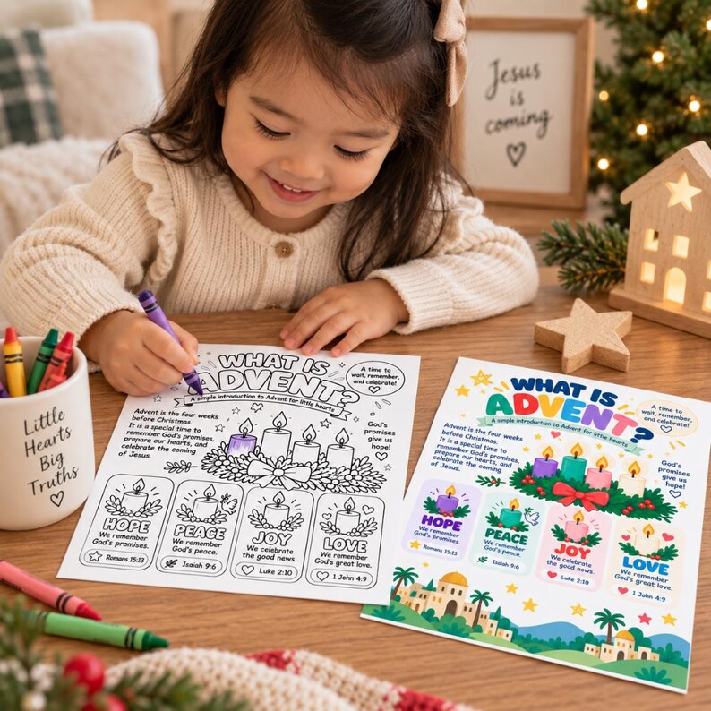 What is Advent Christian Christmas Coloring Page Printable Kids Bible ...