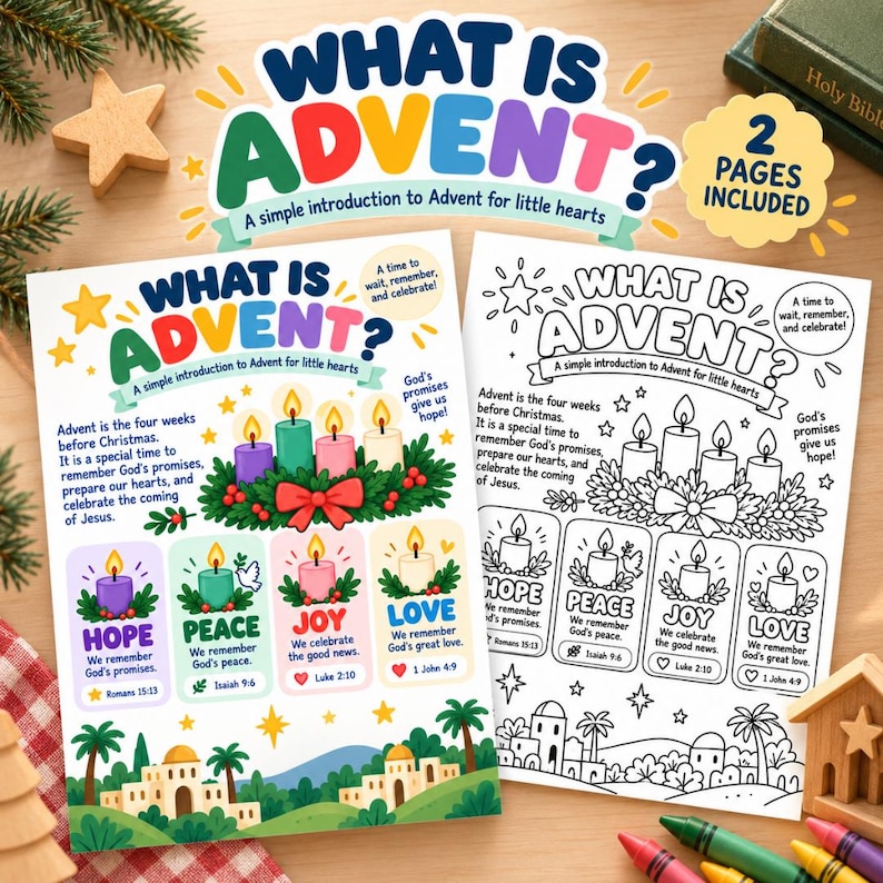 What is Advent Christian Christmas Coloring Page Printable Kids Bible ...