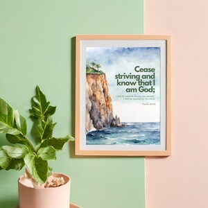 Cease Striving Nursery Bible Verse Wall Art, Christian Kids Wall Art, Christian Decor, Scripture Prints