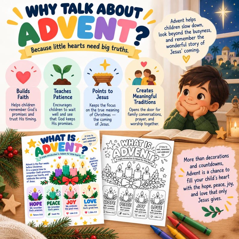 What is Advent Christian Christmas Coloring Page Printable Kids Bible ...