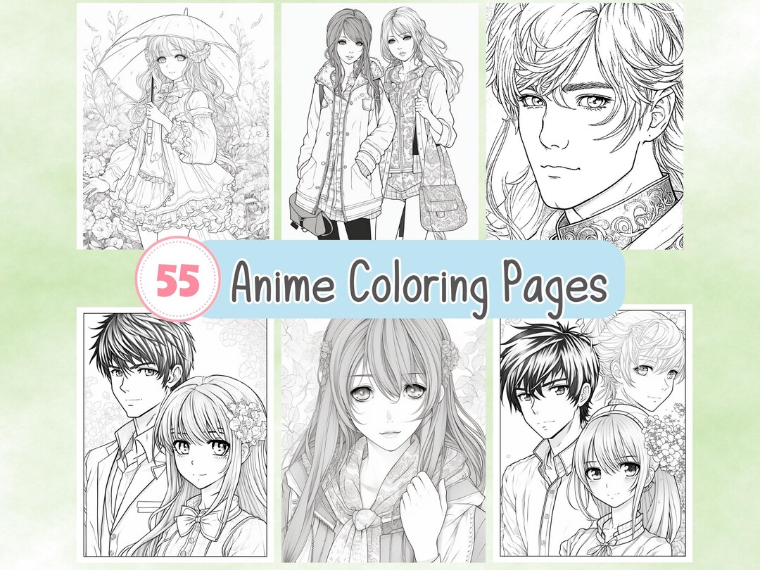 55 Anime Coloring Pages Anime Style Coloring Pages - Etsy