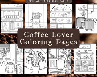 Coffee Coloring Pages: 30 Relaxing Designs (Digital Download)