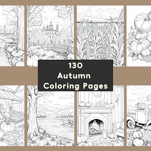 130 Autumn Coloring Pages: Stress Relief, Fall Designs (Instant Download)
