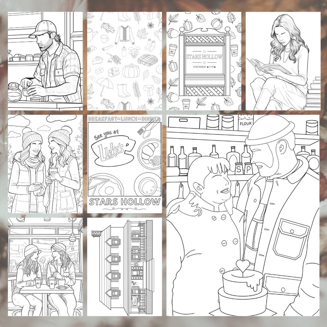 15 Gilmore Girls Coloring Pages Inspired Fall Coloring Stress Relief ...