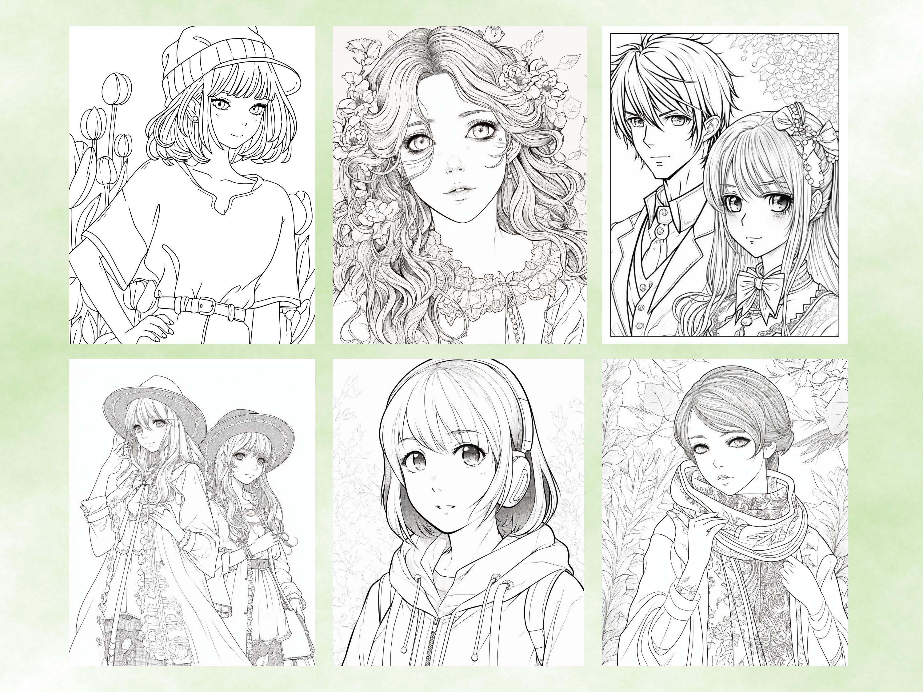 55 Anime Coloring Pages Anime Style Coloring Pages - Etsy