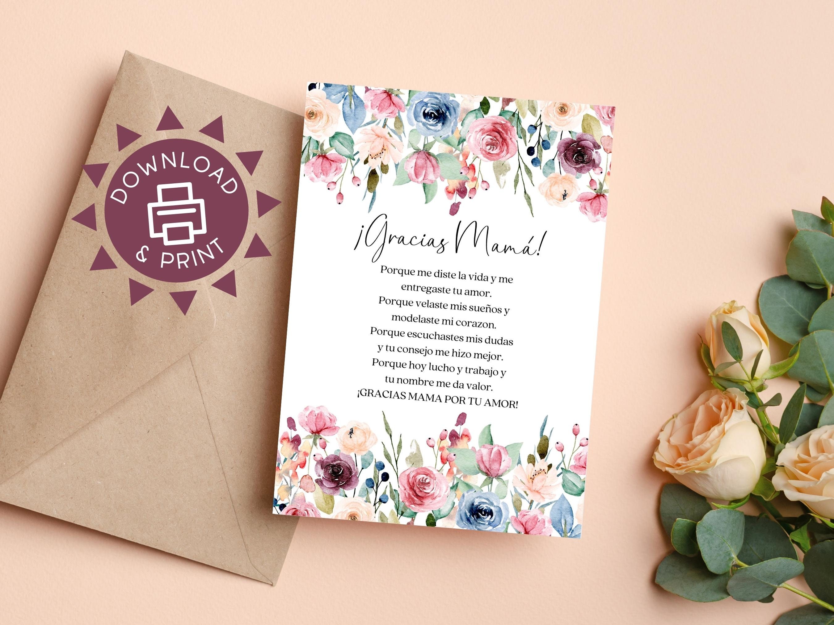 Set of 2 Spanish Mama Greeting Cards | Mom's Birthday | Digital Spanish Greeting Cards | Dos Tarjetas para Mama | For her | Instant Download