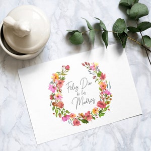 Carte de fête des mères imprimable Feliz Dia de las Madres, téléchargement immédiat, carte de voeux espagnole imprimable, carte de fête des mères, Dia de las Madres