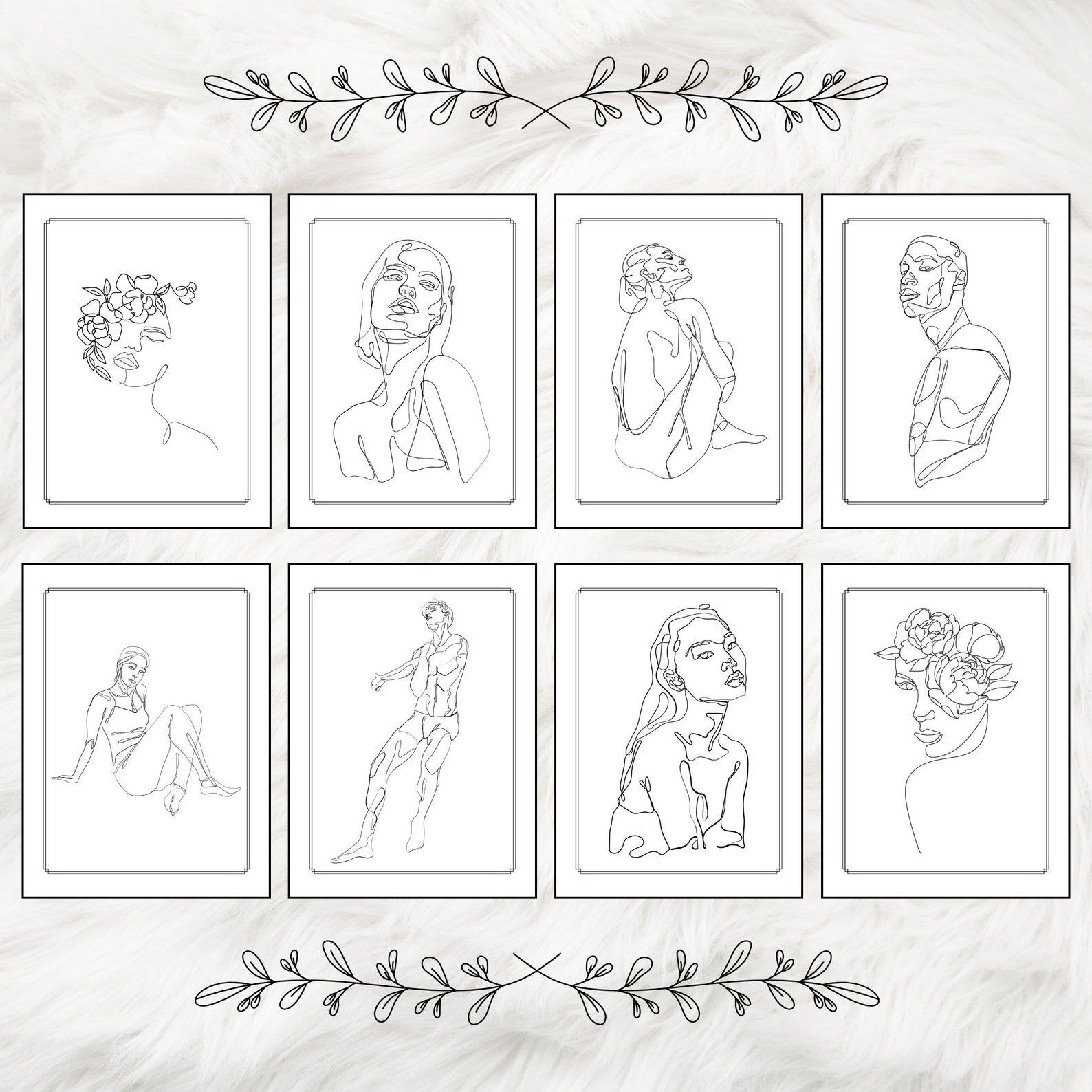 40 Boho Aesthetic Coloring Pages Line Art Minimalist Etsy
