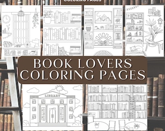 25 Book Coloring Pages for Adults | Printable | Instant Download | Stress Relief Relaxing | Books Coloring Pages | Digital Download|Library
