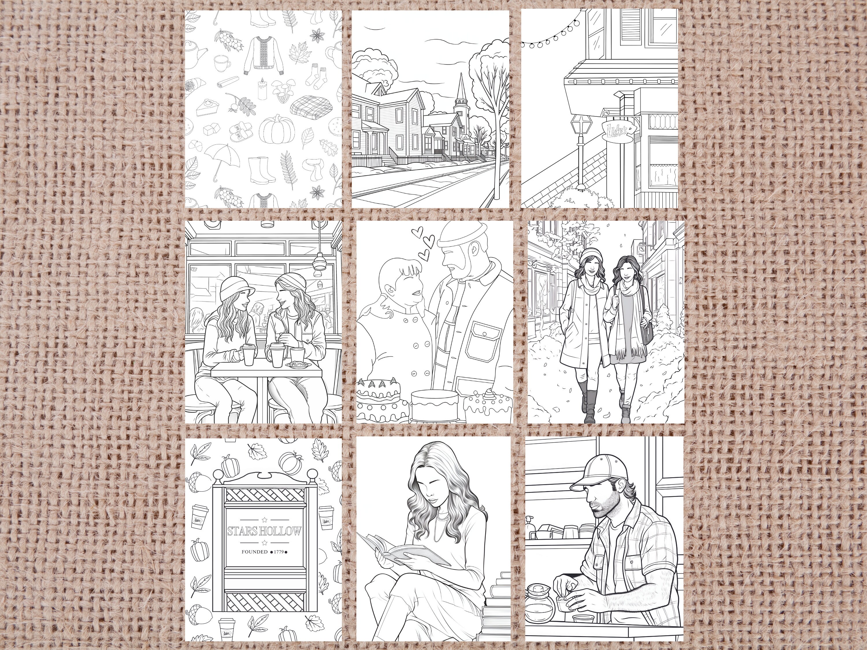 14 Gilmore Girls Inspired Coloring Pages Fall Coloring Stress Relief ...