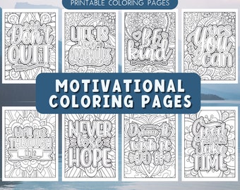 50 Motivational Coloring Pages | Motivational Quotes Coloring | Relaxing Stress Relief | Printable Adult Coloring Page | Instant Download