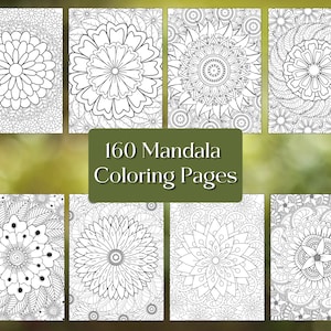 160 Mandala Coloring Pages for Adults | Printable | Instant Download | Stress Relief | Relaxing | Zen Coloring | Digital Download