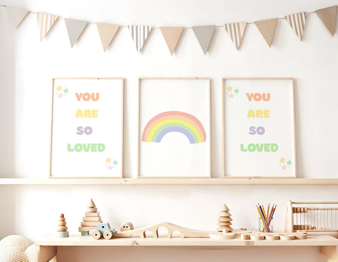 Pastel Rainbow Nursery Wall Art Set: You Are so Loved Prints - Etsy