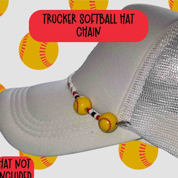 Softball Trucker Hat Bead Chain Game Day Detachable Hat Chain Softball Mama Trendy bday Gift for Proud Mom Hat accessory Jersey Number