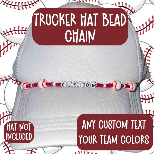 Custom Trucker Hat Game Day Bead Chain Trucker Cap Charm Baseball Mama Trendy birthday Present for Team Mom Hat accessory For Baseball Game