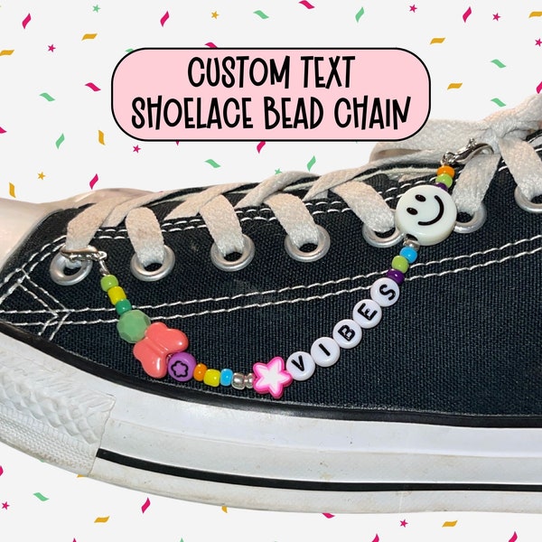 Shoe Chain Shoelace Decoration custom text Shoe Jewelry Clowncore Concert Accessory Gift for Teen Girl Rainbow beaded sneaker Y2k jewelry