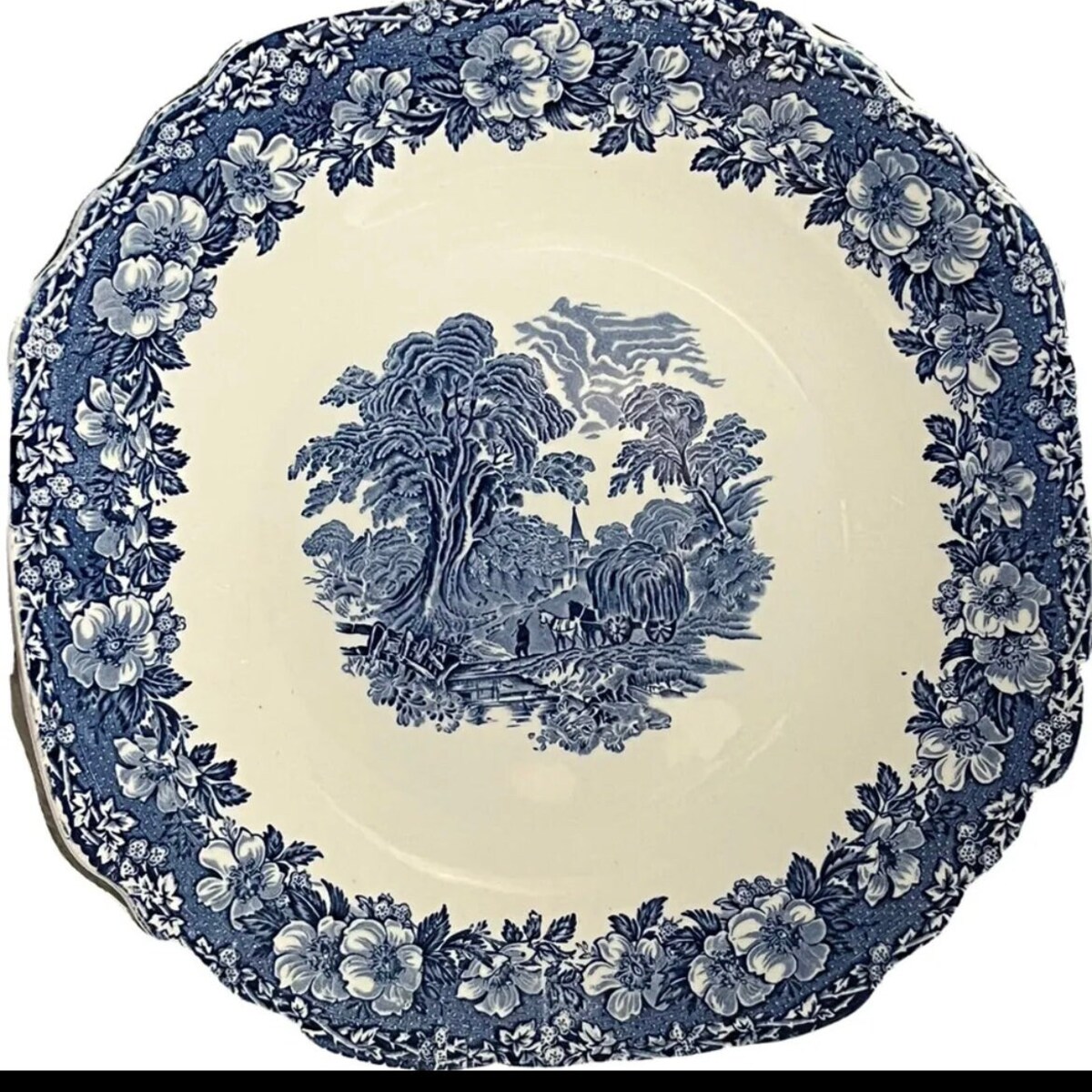 Vintage Enoch Wedgwood LTD Blue Woodland 11 Inch Square Plate Platter - Etsy