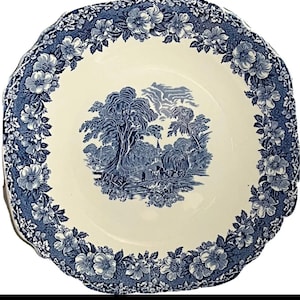 Vintage Enoch Wedgwood LTD Blue Woodland 11 inch Square Plate Platter