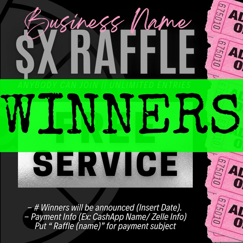Business Raffle Design Raffle Business Flyer - Etsy